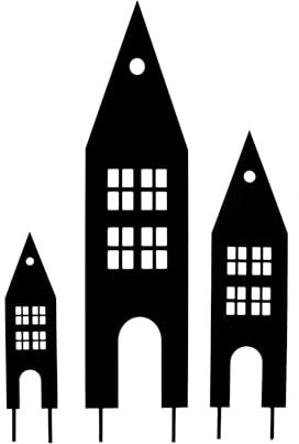 UNUS Garden Häuser Gartenstecker 3er Set, Gartendeko Schwarzoptik, Roststecker aus Edelrost Metall, Schwarze Deko für Garten, Terrasse, Balkon oder Blumentopf