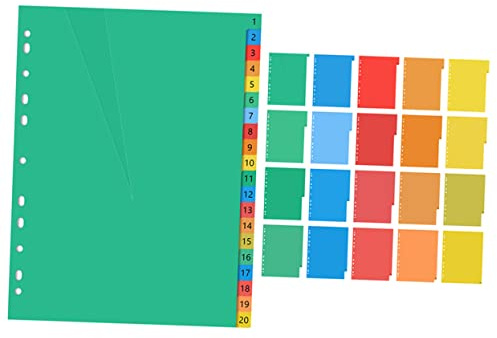 Housoutil 40pcs Plastic Notebook Tab Dividers Classification Tabs for A4 Binder Quick Reference and Document Separation Home Office Use