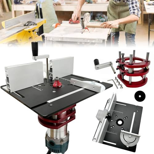 Oberfräsenlift,Oberfräsentisch-Hebesystem,51 Mm (2 Zoll) Hubhub, Oberfräsen-Hebebasis mit Oberplatte Holzbearbeitung Oberfräse Hobelmaschine Einlegeplatten(Black)
