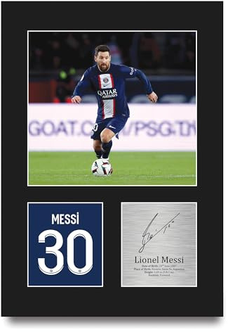 HWC Trading Lionel Messi Paris Blue and Reds Geschenke Gedrucktes Signiertes Autogramm Foto für Fußball Anhänger and Fans - A4 Porträt