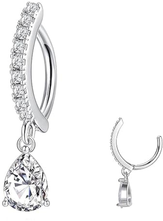 ZHITENG 14G Bauchnabelpiercing Ring, 1.6 mm Piercing Bauchnabel Diamant Antiallergie Bauchnabel Ring Nabelpiercing Reverse Curved Nabel Barbell, Körper Piercing Schmuck für Damen