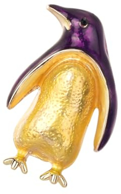Goldene Pinguinbrosche aus Legierung mit Kristallakzent | Kleine Brosche für Kleidung und Halstuch, Christmas Edition für Ball, Dezent Glitzernd