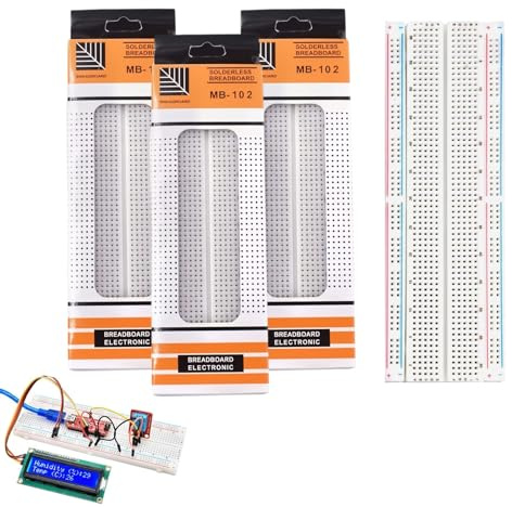 Breadboard Set, PCB Breadboards Prototype Circuit Kit, Solderless 3 x 830 Points, Compatible with DIY Arduino, Raspberry Pi 2/3/4/5 Projects, Proto Shield Distribution - Connection Blocks