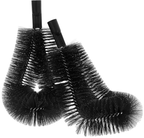 Black 24mm Threaded Gutter Cleaning Brush Head 2pcs | Nylon PP Stainless Steel Build, Easy Operation and Wear Resistant, Home Residential Use