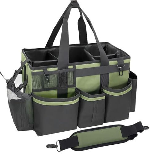 Cleaning Bag, Cleaning Caddy Bag with handle and Multiple Pockets | Cleaning Products Organiser Waterproof, Adjustable Shoulder Strap and Waist Belt, For Cleaners and Housekeepers