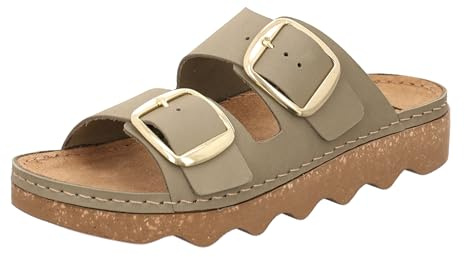 Rohde Damen Pantolette Leder Zweischnaller mit Plateausohle Alassio 6229