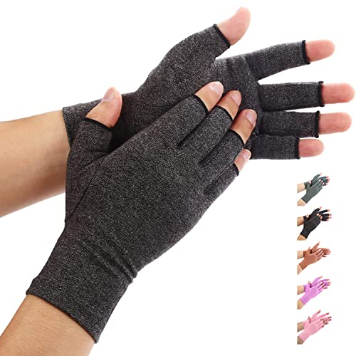 Duerer Arthritis Handschuhe - kompressionshandschuhe für Rheumatismus und Arthrose - bieten Arthritis Gelenkschmerzen Linderung der Symptome - Rheuma Fingerlose handschuhe damen(Schwarz, L)