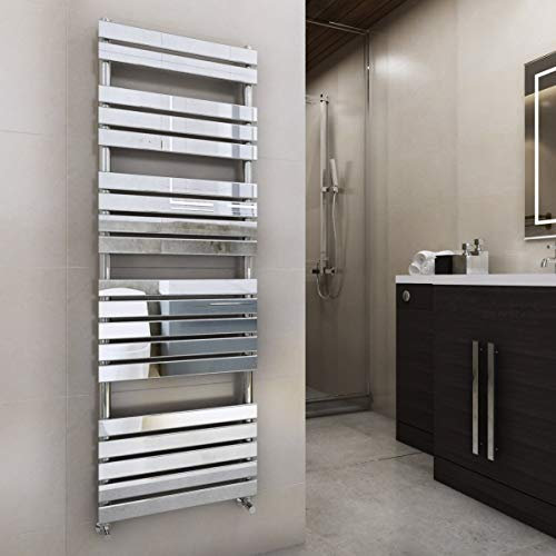 Warmehaus Minimalist Bathroom Flat Panel Heated Towel Rail Radiator Rad Chrome 1800x600mm - Modern Central Heating Space Saving Radiators - Perfect for Bathrooms