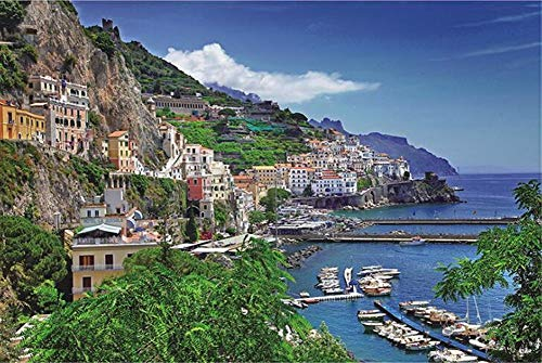 SUPERPOWER® 1000 Piece Aegean Sea Italy Positano Famous European Town Seaport Harbour Landscape Home Photo Frame Decoration Adults Games Wooden Jigsaw Puzzles