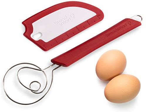Breadsmart Artisan Bread Whisk and Bench Scraper Duo - Essential Bread Mixing Tools - Quality Home Bread Making Utensils