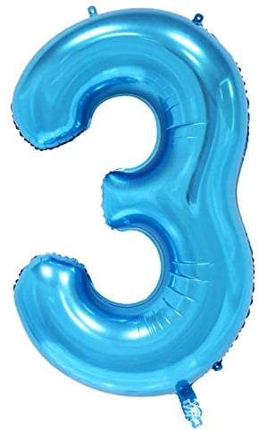 Oblique Unique® Folien Luftballon mit Zahl Nummer für Kinder Geburtstag Jubiläum Silvester Party Deko Folienballon in Blau - Zahl wählbar (Nr 3)