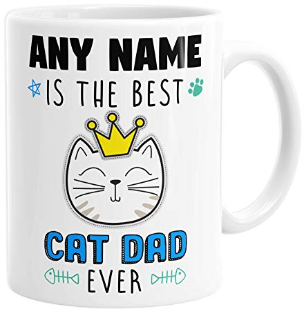 Personalised Best Cat Dad Ever Mug, Gift for Cat Owner, Father's Day, Christmas, Birthday, Custom Name, Cup, Present