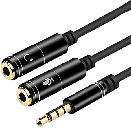 Tec-Digi 3.5mm Splitter Double Headphone Jack Stereo Audio Adapter 2 Way Aux Dual Earphone Mini Jack 1 Male to 2 Female Y Cable Compatible with PC Laptop MacBook TV Phone iPad PS4 Speaker Soundbar Amp