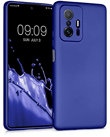 kwmobile Case kompatibel mit Xiaomi 11T / 11T Pro Hülle - Schutzhülle aus Silikon metallisch schimmernd - Handyhülle Metallic Blau