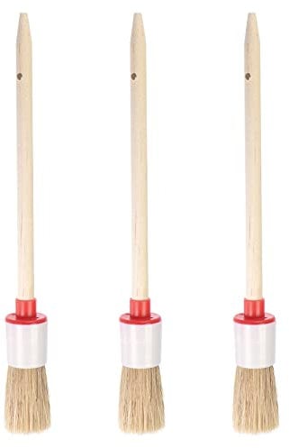 sourcing map Round Paint Brush 9 Length 1 Dia Natural Bristle with Wood Handle for Wall Treatment, Furniture, DIY Art Crafts 3Pcs