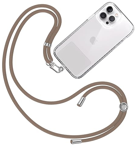 TBOC Band Handykette Schlüsselband Kette Handyschnur [Braun] Zum Aufhängen Nacken Umhängen Universal für Handy mit Pad Handyband Patch Karabiner Hülle Handyhülle Lanyard Schlüsselbänder