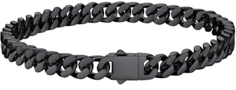 Bestyle 5mm Panzerkette Armband Herren Schwarz Cuban Armbänder Edelstahl breits massives kubanisches Armkette Hip Hop Bracelet 23cm lang Geschenk für Männer Jungen Damen