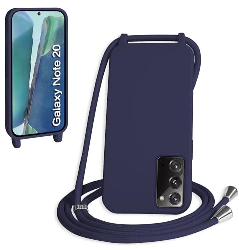 WenBaby Handykette für Samsung Galaxy Note 20 Hülle mit Band,Handyhülle mit Schnur zum Umhängen Silikon Seil Necklace Schutzhülle mit Kordel Tasche Case TPU Bumper für Galaxy Note 20- Marineblau
