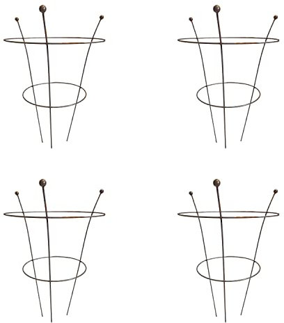 Pack of 4 Tom Chambers Herbaceous Bare Rusted Steel Garden Plant Support Medium 54cm x 40cm