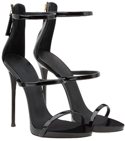 12CM/4.72IN Sexy Tacchi Alti Scarpe Fetish Stiletto Discoteca Pole Dance Festa Nuziale Prom Sandali,Nero,36 EU