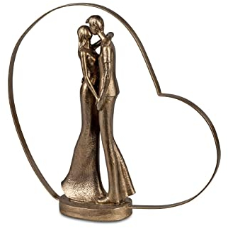 formano Dekofigur Liebespaar mit Herz 27 cm Gold Skulptur Paar Liebe