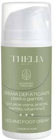Thelia Beauty | Feuchtigkeitsspendende Bein- und Fußcreme mit Aloe Vera, Ananas, Blaubeere und Vitamin E, Naturprodukt ohne Parabene, dermatologisch getestet, Made in Italy, 100 ml