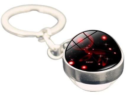 LODMLOER Leuchtender Schlüsselanhänger Mit 12 Sternbildern – Leuchtender Glaskugel-Anhänger, Sternzeichen-Schlüsselanhänger, Schmuck Als Geburtstagsgeschenk, Löwe, Jungfrau, Waage, Skorpion, Schütze,