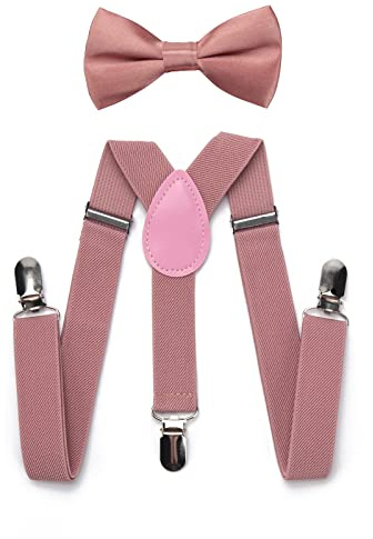 NANXJIUR Kinder Hosenträger Fliege Sets, Jungen Hosenträger Fliege Elastischer Y Gestalten Form mit Stark Clips, Verstellbare Hosenträgers Sets für Jungen und Mädchen