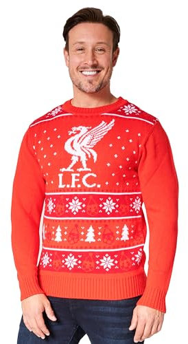 Liverpool FC Christmas Jumpers for Men Teenagers Warm Cosy Football Xmas Jumper M-3XL - Liverpool Gifts for Men (Red, M)