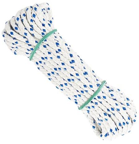 Seil Matte Polyestergarn, 6MM * 10M, für Heimwerken, Markisen, Camping, Banner. Weiß mit Blau