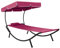 Homgoday Garten-Sonnenliege mit Sonnendach und Kissen Rosa Gartenliege Liegestuhl Balkonliege Strandliege Relaxliege Terrassenliege für Balkon Garten Terrasse