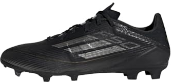 adidas Unisex F50 League Football Boots Firm Ground, Core Black/Iron Metallic/Gold, 45 1/3 EU