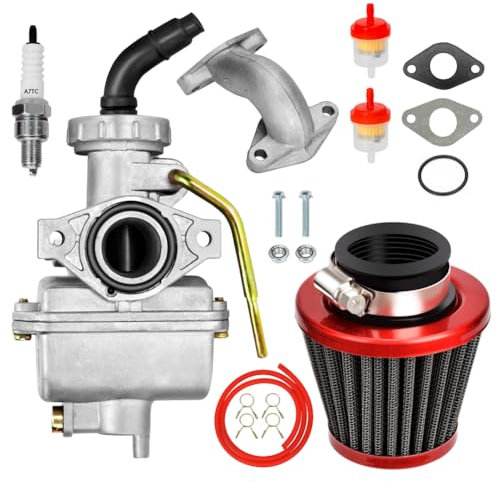 FVRITO Kit carburateur PZ20 20 mm pour 50 cc, 70 cc, 90 cc, 110 cc, 125 cc, Tao Tao Kazuma, Baja, Coolster, Sunl, Apollo, Icebear Champion, Loncin, Lifan, pour enfants, ATV, Quad 4 roues, Pit Dirt