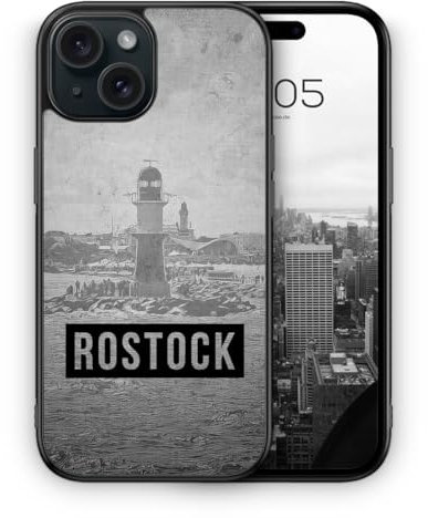 MUNIQASE SW Rostock - Silikon Hülle für iPhone 15 - Städte Deutsche Schutzhülle Handyhülle Case Cover