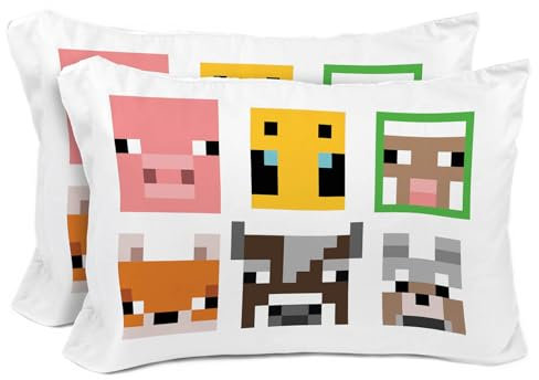 Minecraft Mobs & Animals Wende-Kissenbezüge, doppelseitig, für Kinder, superweich, 2 Stück