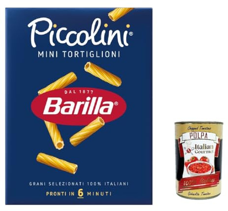 Italian Gourmet Mini Tortiglioni pasta italiana kurze Nudeln 10 x 500g | Formato piccolo rigato, aus 100% italienischem Hartweizengrieß, hält Saucen, Gesamtnettogewicht 5 kg + Kostenlos Polpa 400g