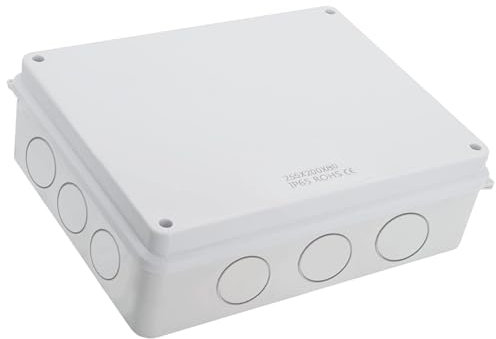 LEPEVNEY IP65 ABS Waterproof Junction Box - 255x200x80mm Dustproof Outdoor Project Box Cable Connection, White Protective Enclosure, 1 Pcs