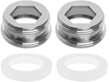 OTOTEC 2 Stück Außengewinde M24 auf Außengewinde M22 Wasserhahn-Adapter mit Dichtungsring Wasserhahn-Anschluss Filter-Zubehör Geeignet für Küche Und Badezimmer Silber