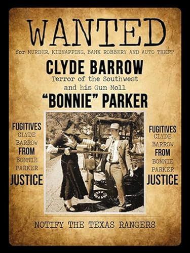 Ontrada Holzschild 30x40cm wanted Clyde Barrow Bonnie Holz Schild