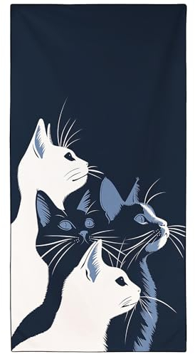 YISUMEI Mikrofaser Strandtuch XXL, Strandhandtuch Leicht Badehandtuch Schnelltrocknend, Katzen Seitengesicht, 180 x 90 cm