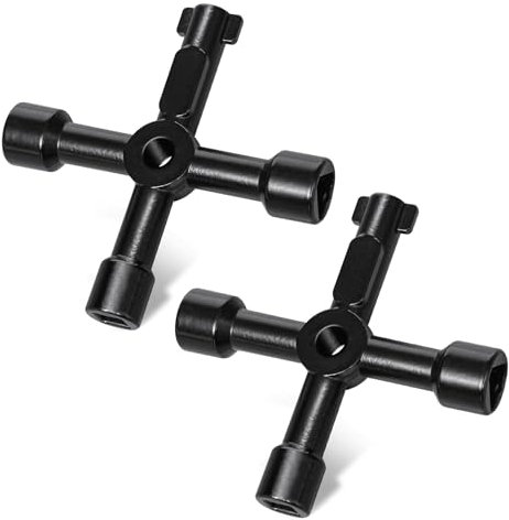 ZAVIA 2Pcs 4 Way Multifunction Utility Key | Black Meter Box Key | Triangle, Square, Panel Key for Cupboard, Cabinet, Water, Gas, Electric & Plumbing Applications | Four Way Service Utility Key