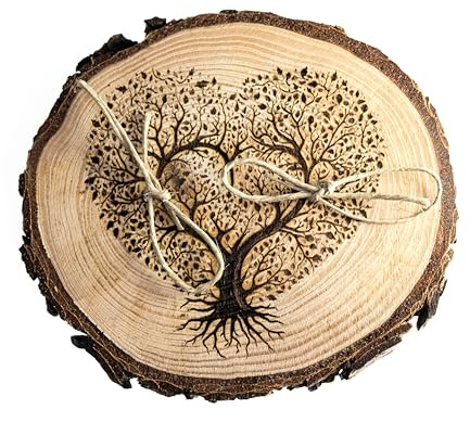 generico Holz Ringhalter Hochzeit Ringhalter mit Baum des Lebens Herz (Zeder 10cm)