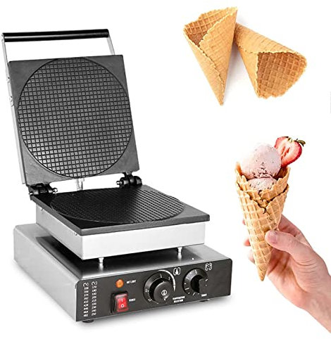 Electric Commercial Ice Cream Cone Maker Stainless Steel Waffle Cone Machine for Homemade DIY Ice Cream Cones Nonstick Mold for House and Commercial Use.