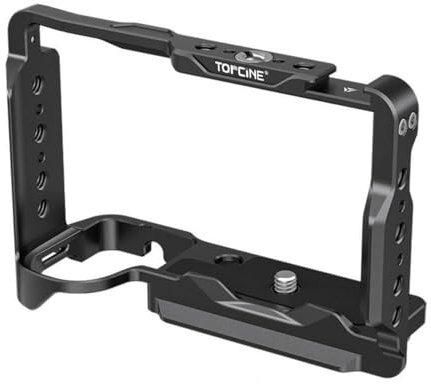 Topcine ZVE10 II Käfig kompatibel für Sony Alpha ZV-E10 II Kamera Full Cage mit Cold Shoe Mount NATO Chute Arca Schnellwechsel-Bodenplatte