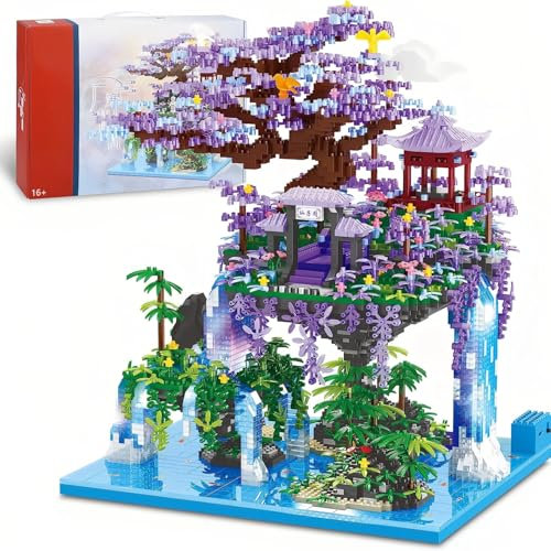 TRavesty Chinesische Architektur Bausteine Bausatz, 4574 Teile The Moon Palace Pavilion Baustein Set, Architektur Pfirsichblüten Teich Modular Haus Bauklötze Geschenk für Erwachsene