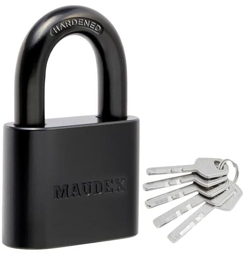 Maudex® PBK50 Vorhängeschloss – Vorhängeschloss wetterfest mit 5 Schlüsseln, Messingzylinder & Beschichtung gegen Rost für Schuppen, Tore, Zäune, Lager & mehr
