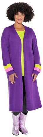 Angel of Style Damen große Größen Übergrößen Plus Size Long-Strickjacke, Rücken Peace-Motiv, offene Form violett 46+ 836324832-46+