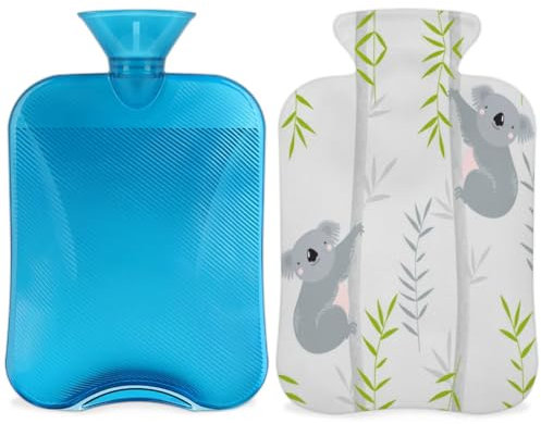 Animal Cute Koala Bamboo Hot Water Bottle with Cover, 2L Hot Water Bag for Pain Relief, Neck and Shoulder, Hand Feet Warmer