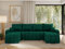 MKS MEBLE Sofa mit Schlaffunktion - Ecksofa mit Schlaffunktion und Bettkasten - Sofa 3 4 5 Sitzer - Schlafsofa - Couch - Schlafsofa mit Bettkasten - Kirasso U -Dunkelgrün Velvet