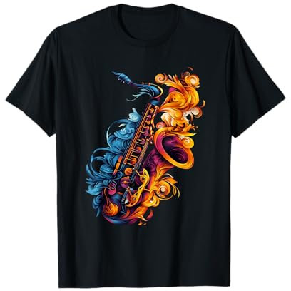 Buntes Saxophonisten T-Shirt Mit Einem Saxophon T-Shirt